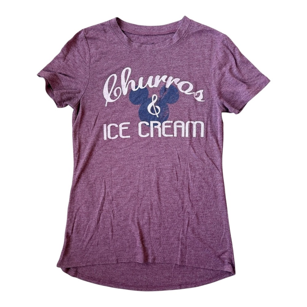 Walt Disney World Parks Boutique Churros Ice Cream Mickey Tee Burgundy Womens XS
